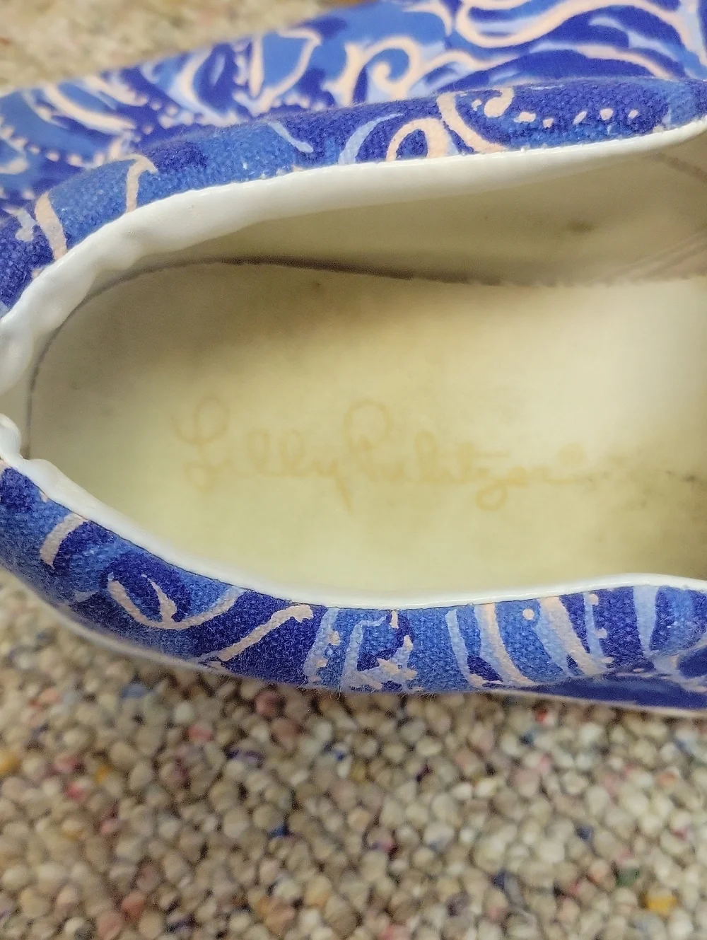 Lilly Pulitzer Julie Blue Swirl Slip-On Sneakers Sz 8 Summer Coastal Colorful